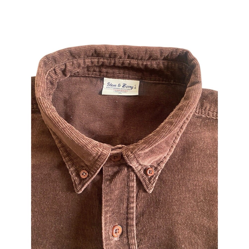 Vintage Mens Corduroy Shirt Sz XL Brown Cotton Steve & Barry's Quality Outfitter